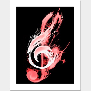 Vintage Piano Keyboard Treble Clef Grunge Music Note Posters and Art